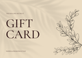 Gift card design with leaf illustration and text on a beige background